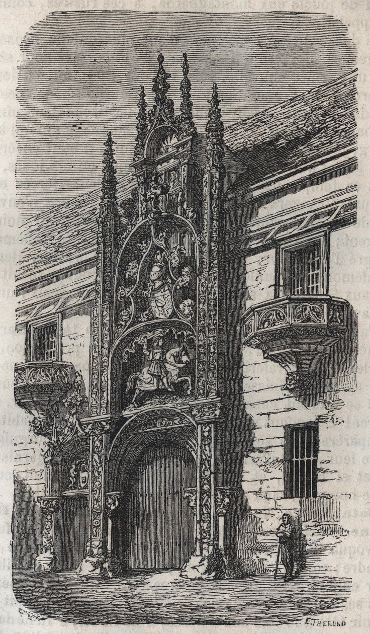 Porte du Palais Ducal de Nancy (Palais des Ducs de Lorraine) (1502-1512) - gravure in 