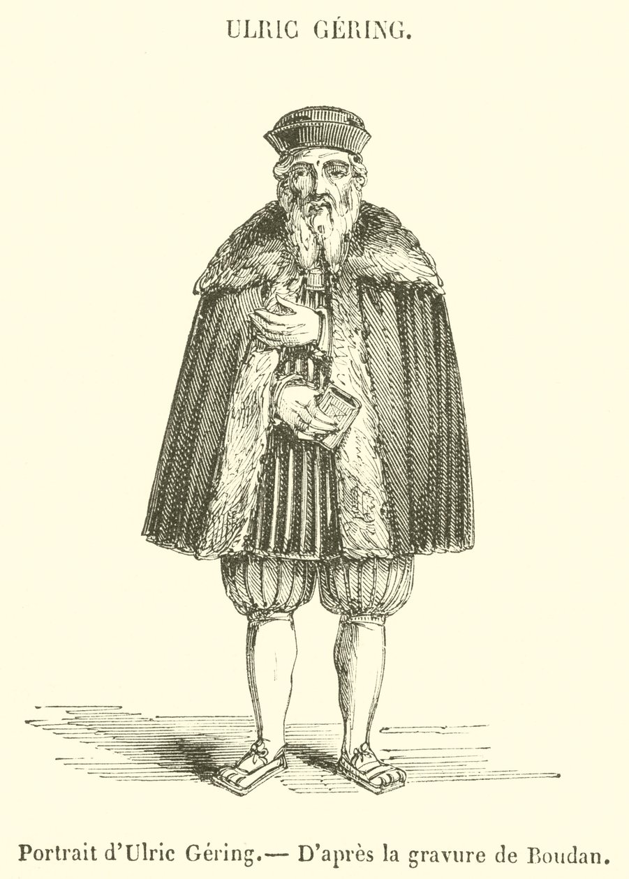 Portret van Ulric Gering (gravure) door French School