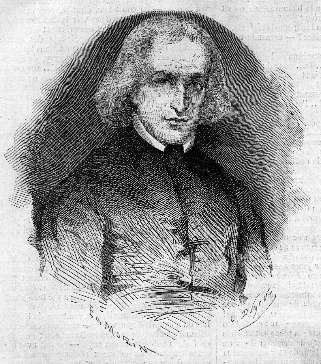 Portret van Abbe Charles Eleonore Dufriche Desgenettes (1780-1860), pastoor van de kerk van Notre Dame des Victoires in Parijs. Gravure in 