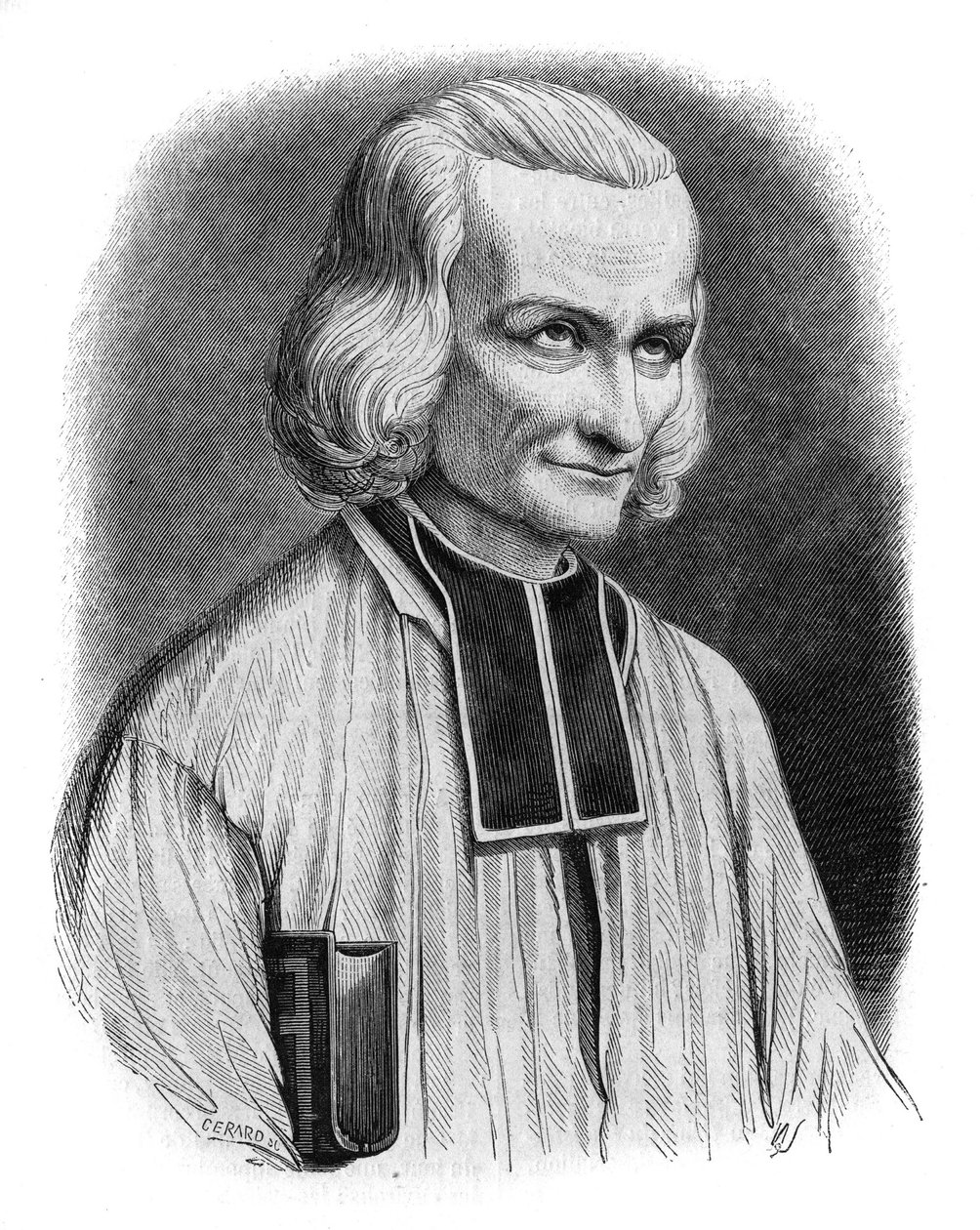 Portret van Abbe Jean Marie Vianney, bekend als de Pastoor van Ars (1786-1859). Heilig verklaard als Sint Jean-Marie Vianney in 1925. Gravure door Cabuchet door French School