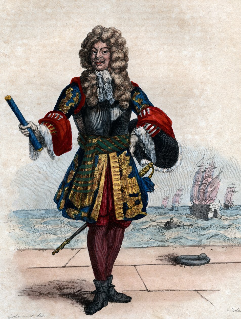Portret van Abraham Duquesne (1610-1688), Franse markies en marineofficier. door French School