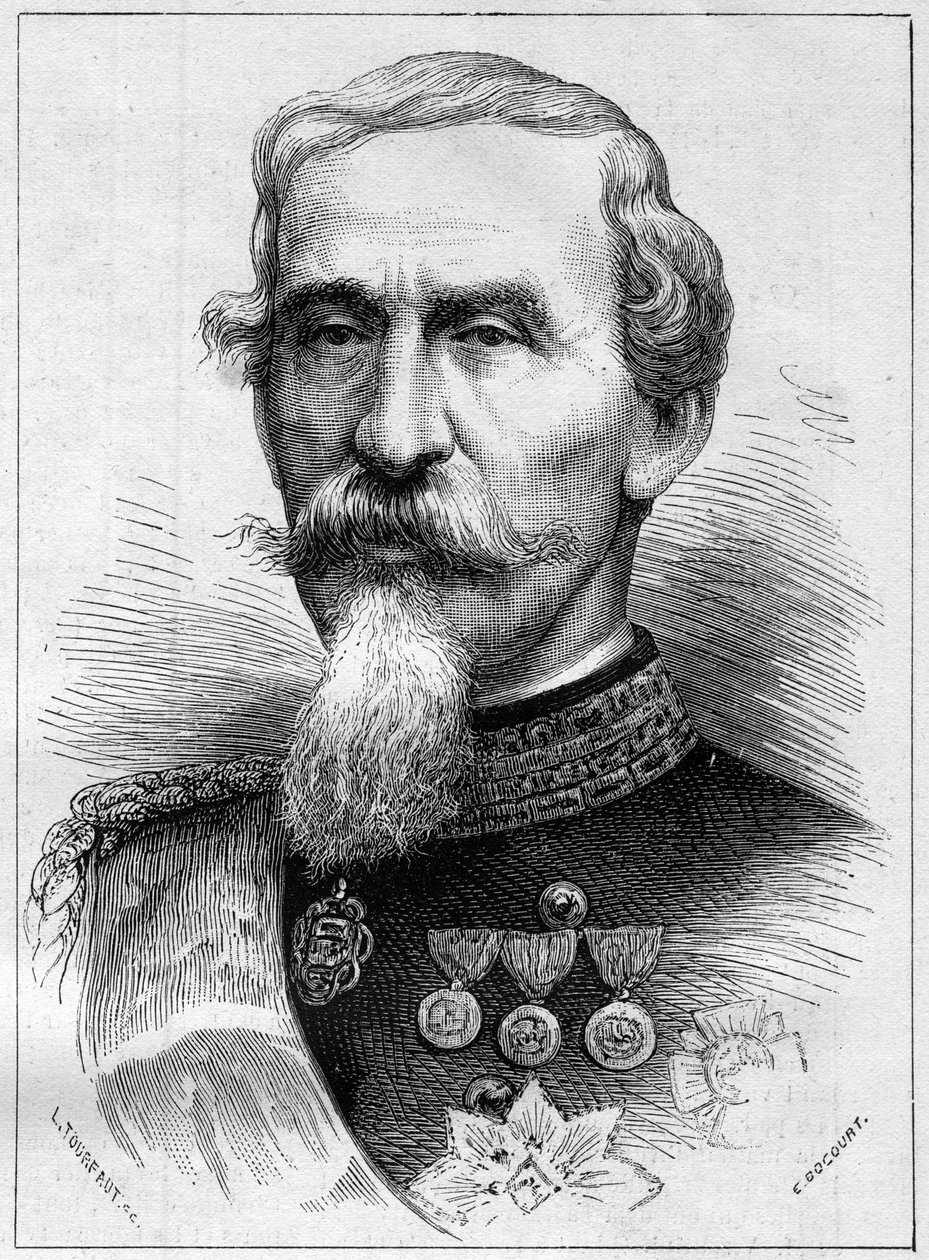 Portret van Alfonso Ferrero de La Marmora (Lamarmora) (1804 - 1878) generaal en Italiaans politicus. Gravure in 
