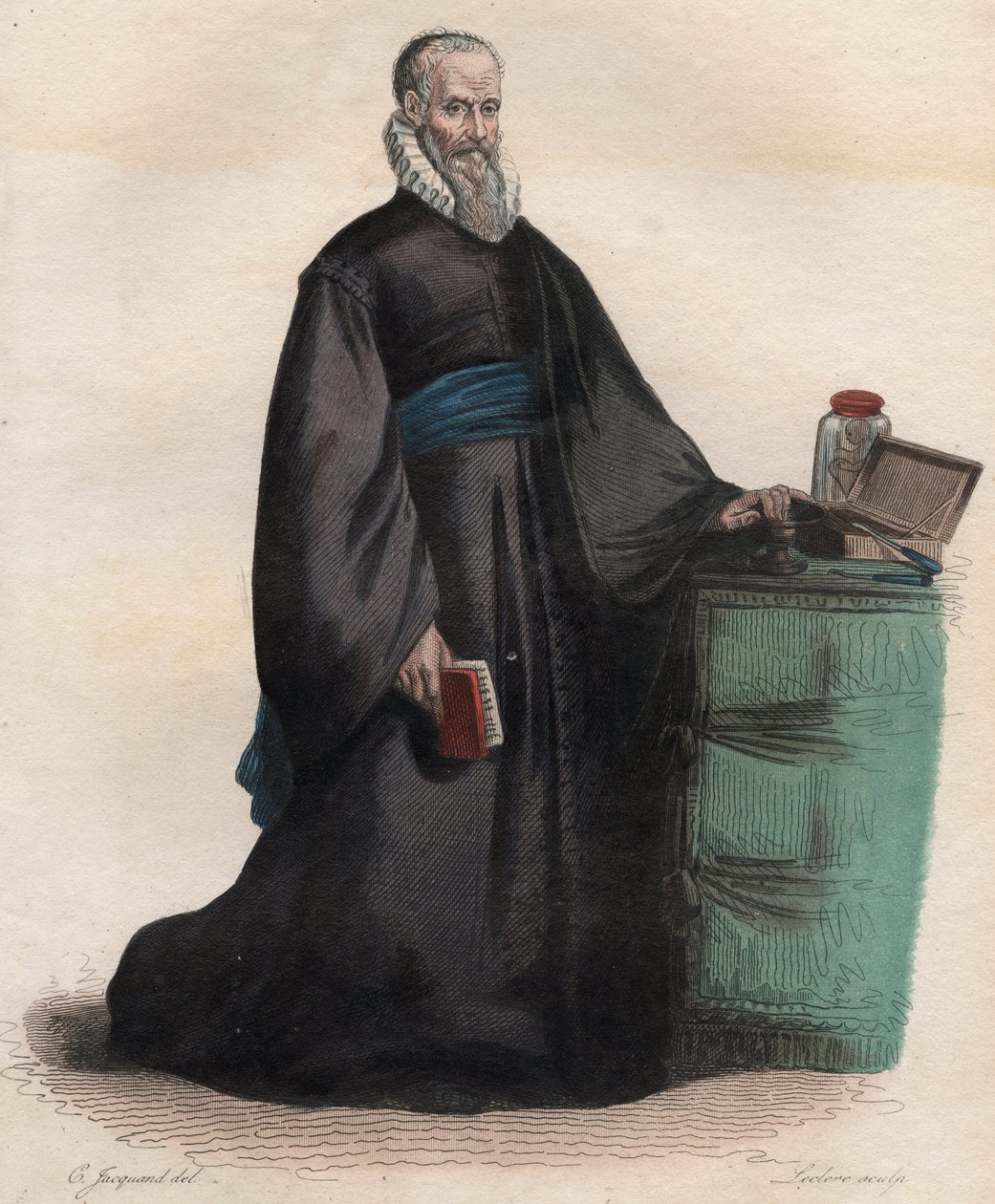 Portret van Ambroise Pare (1509-1590), Franse chirurg. Illustratie uit 