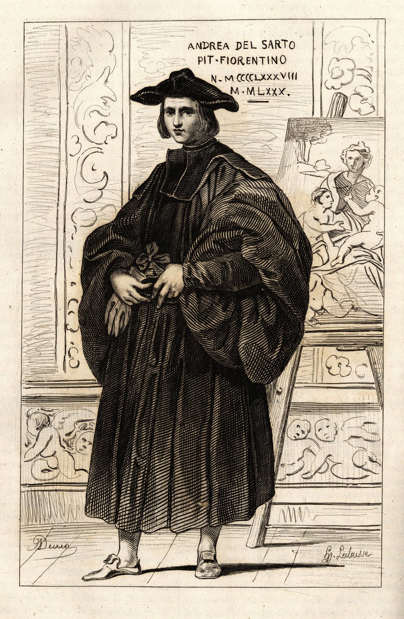 Portret van Andrea del Sarto door French School