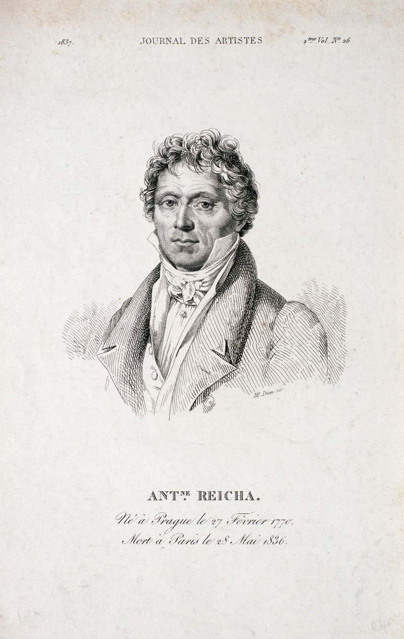Portret van Antoine Reicha (1770-1836) uit de Journal des Artistes door French School
