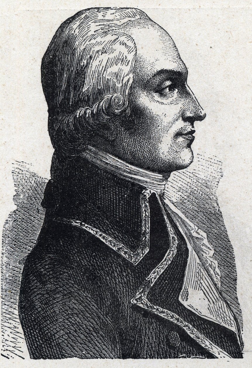 Portret van Armand Louis de Gontaut Biron, Franse militair. Gravure van 1889. Privécollectie. door French School