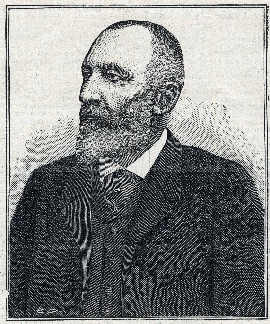Portret van Auguste Scherer-Kestner, chemicus, industrieel en Elzasser politicus. Gravure uit 1897. Privécollectie door French School