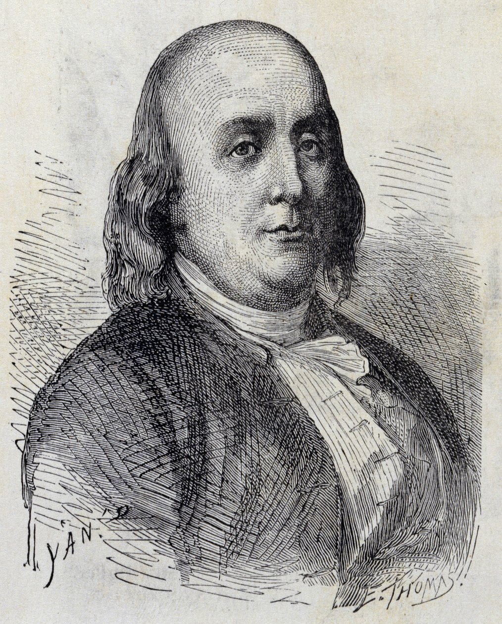 Portret van Benjamin Franklin (1706 - 1790), Amerikaanse politicus, memoireschrijver, pamflettist en natuurkundige - in 