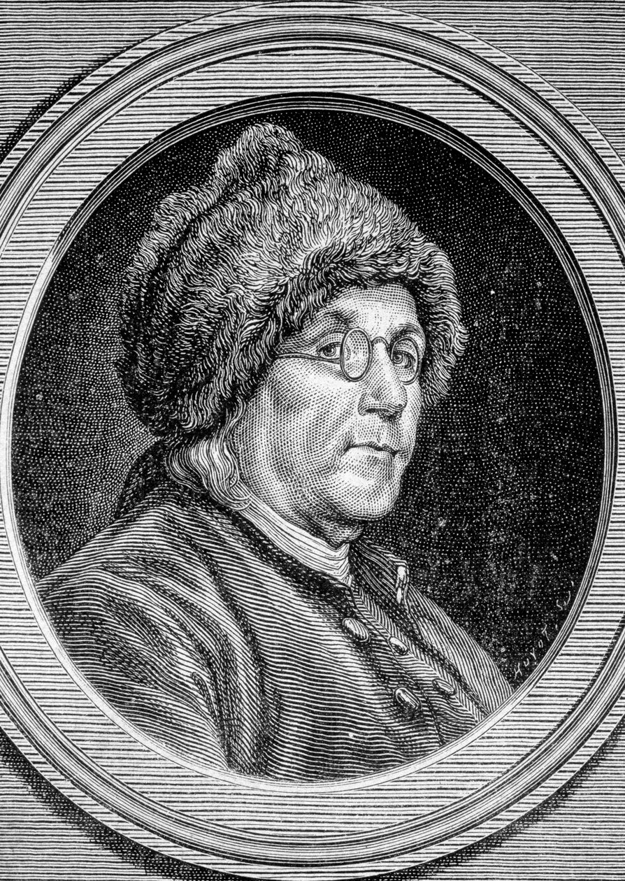 Portret van Benjamin Franklin (1706 - 1790), politicus, memoralist, pamflettist en Amerikaanse natuurkundige - in 