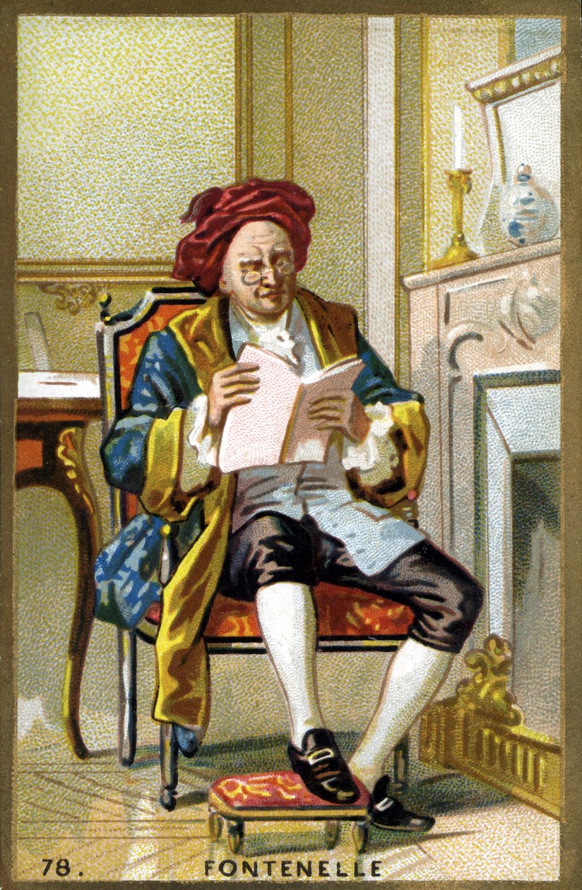 Portret van Bernard Le Bouyer (Le Bovier) de Fontenelle (1657-1757). Chromolithografie van het einde van de 19e eeuw. door French School