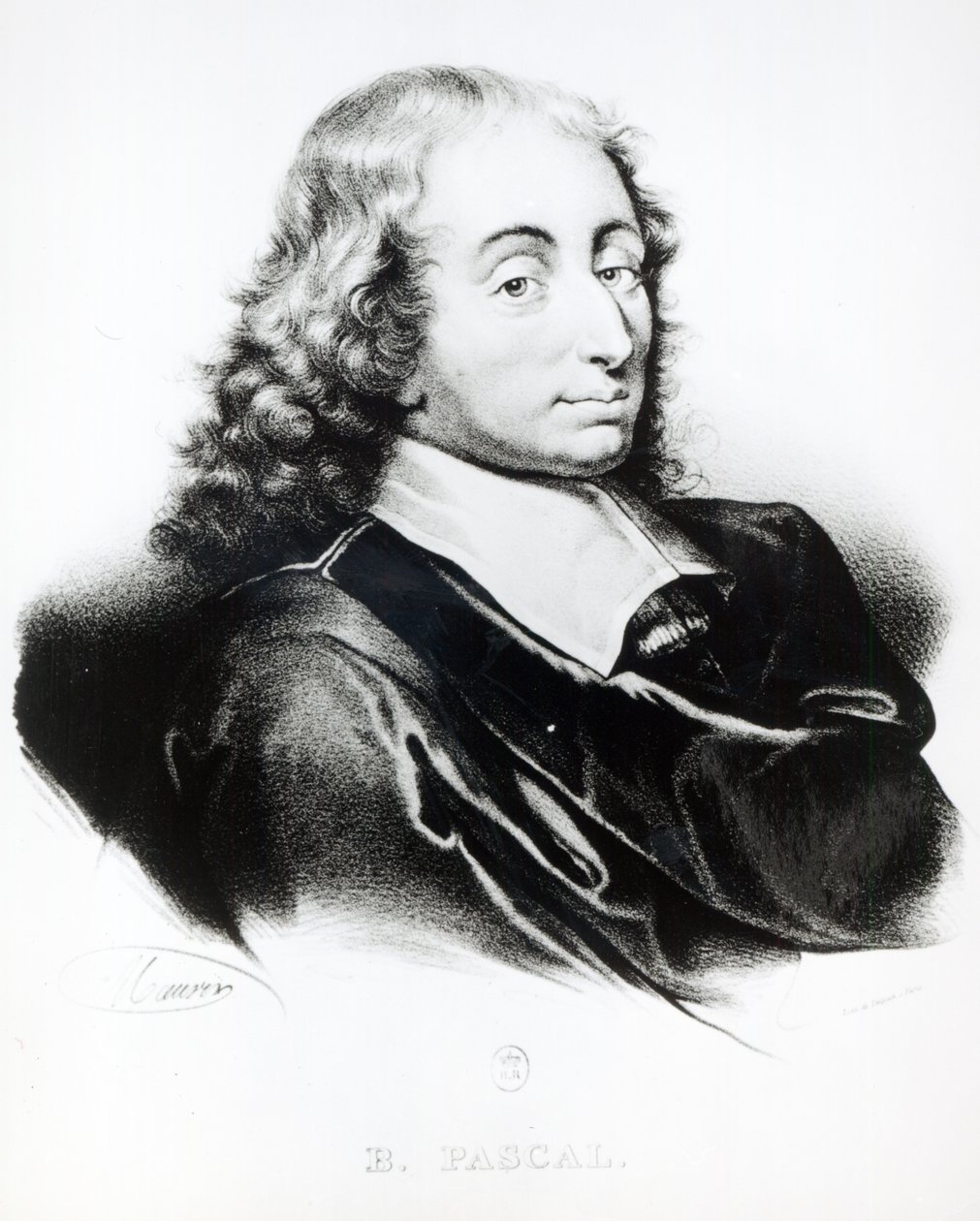 Portret van Blaise Pascal (1623-62) gegraveerd door Francois Seraphin Delpech (1778-1825) door French School