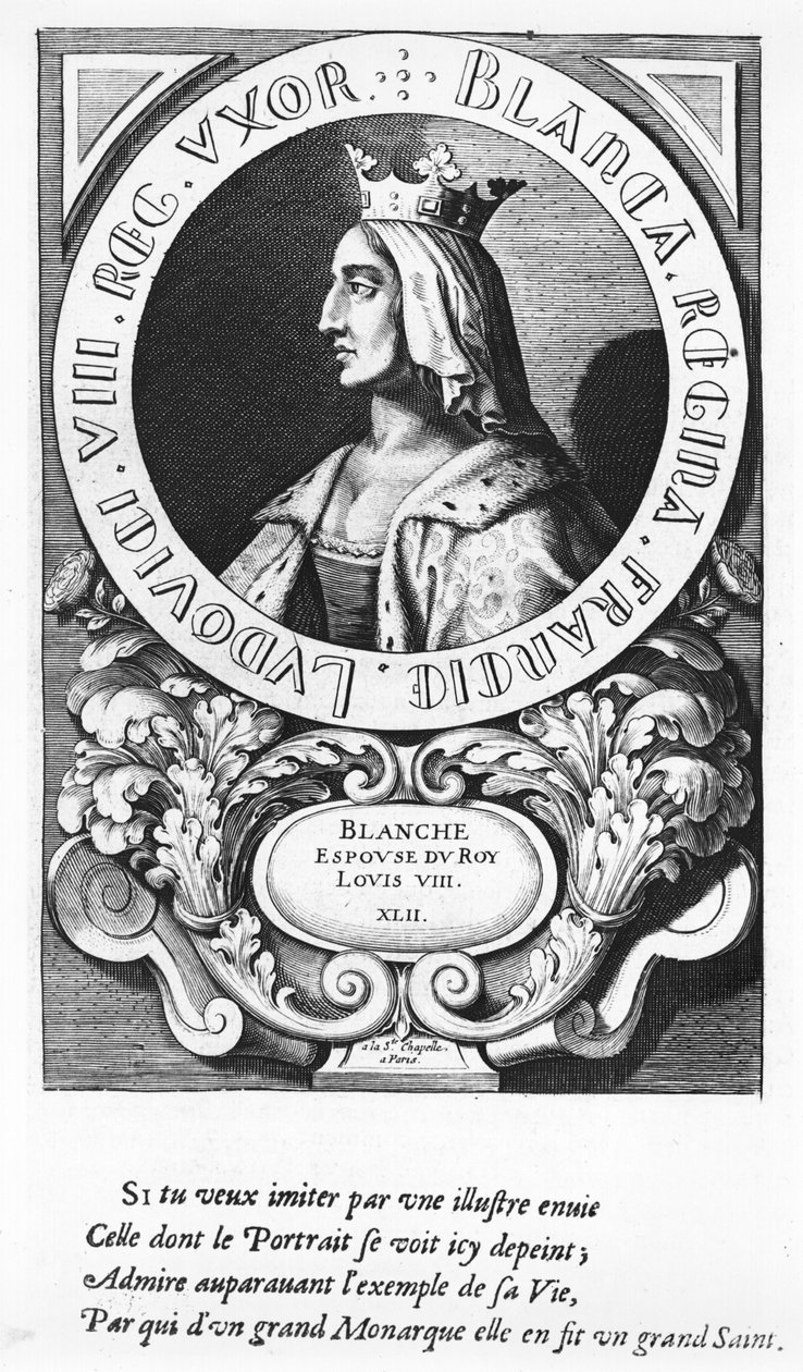 Portret van Blanche de Castille (1185-1252), 1643 door French School