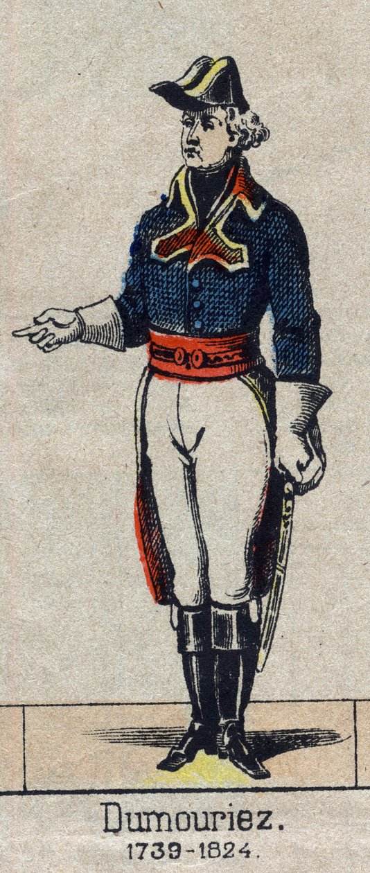 Portret van Charles Francois Dumouriez, opperbevelhebber van het noordelijke leger in 1792 (1739-1823). Beeld van Epinal uit het einde van de 19e eeuw door French School