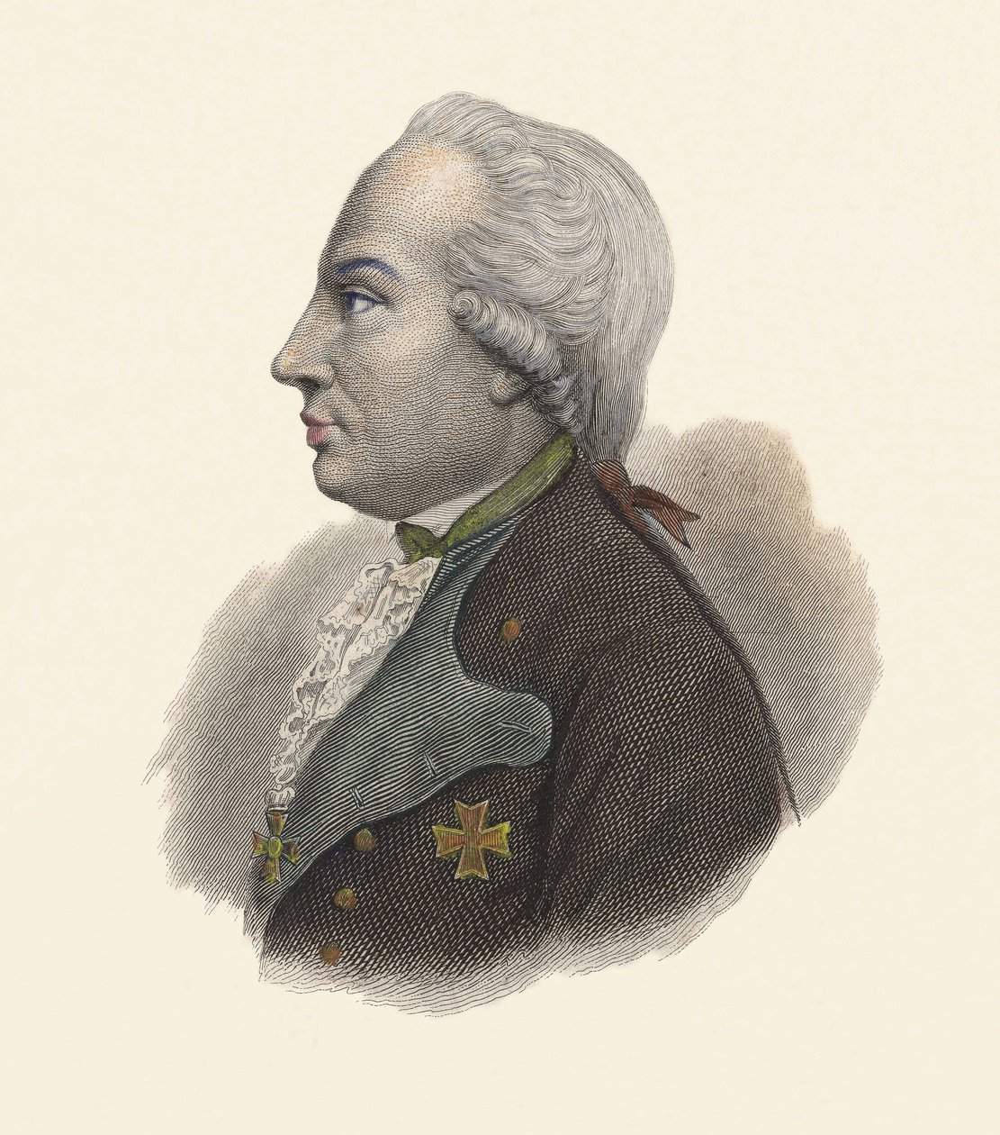 Portret van Charles Guillaume Ferdinand, Hertog van Brunswick (1735-1806), Pruisische generaal. in “Portretten van Nuttige Mannen” door French School