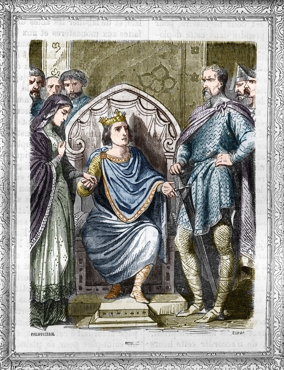 Portret van Karel III genaamd de Eenvoudige (879-929). Gravure in 