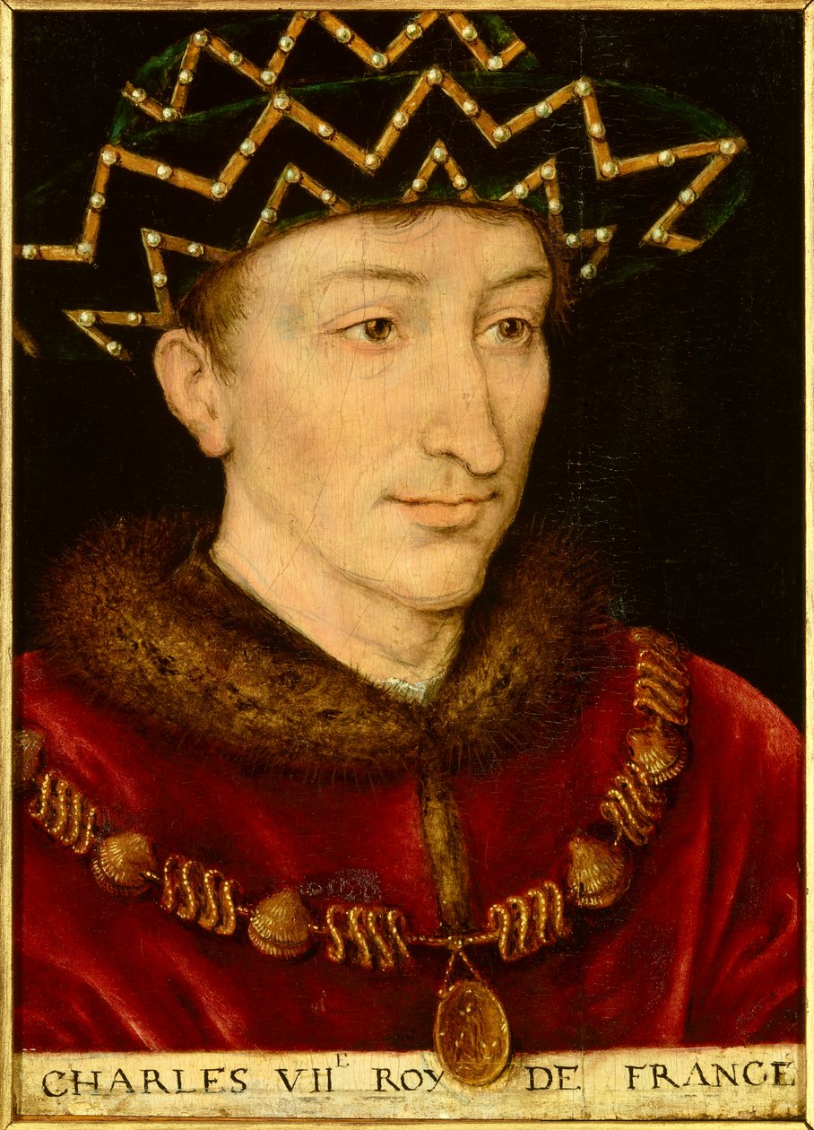 Portret van Karel VII (1403-1461) Koning van Frankrijk door French School