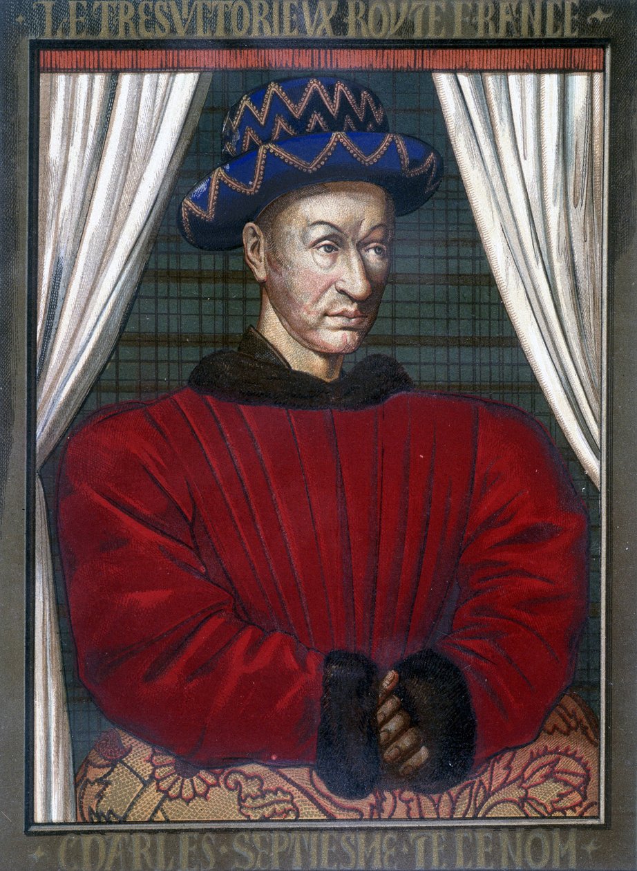 Portret van Karel VII (1403 - 1461), Koning van Frankrijk door French School