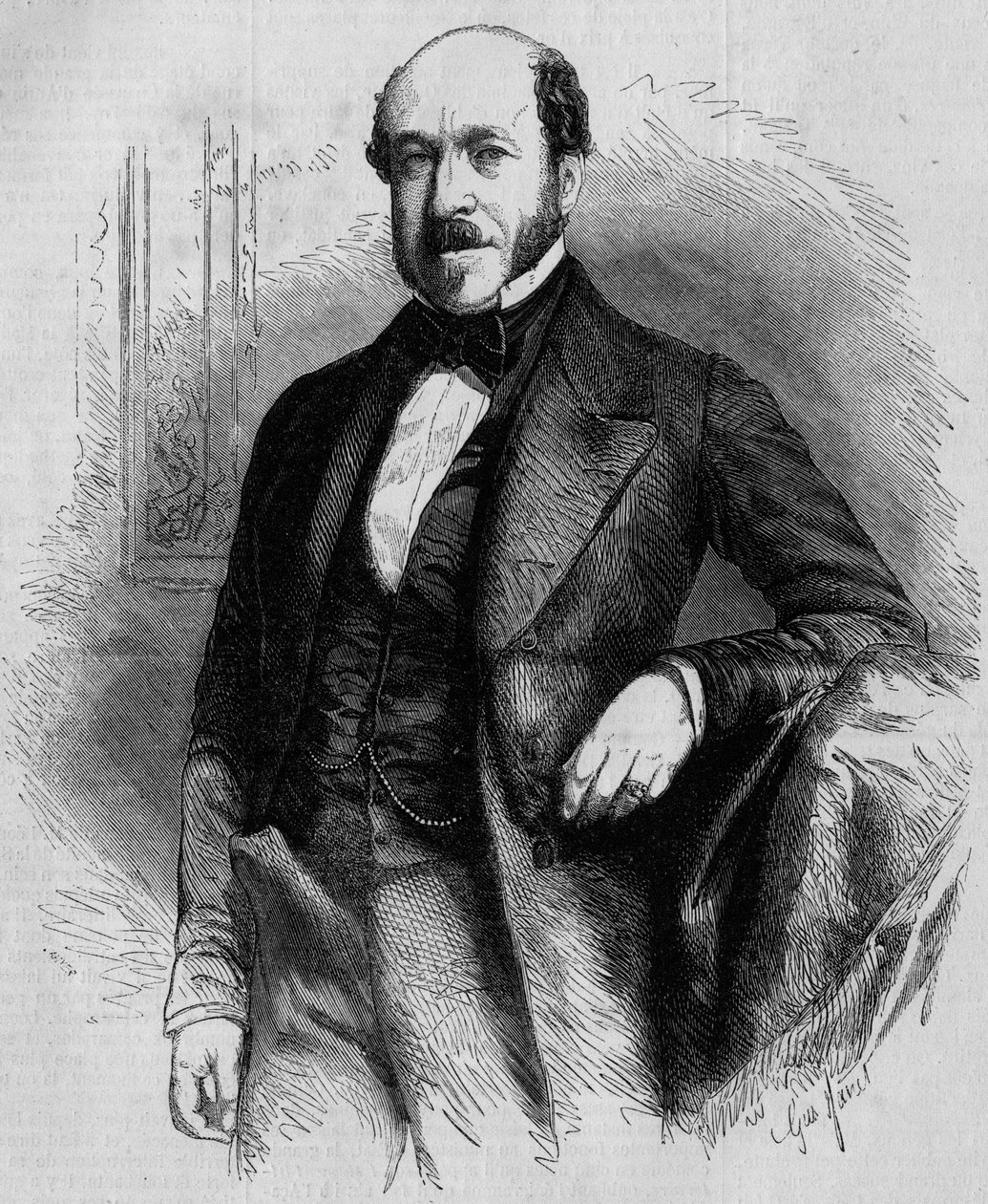 Portret van Charles de Morny (1811-1866), Franse politicus, voorzitter van het Corps Legislatif onder het Tweede Keizerrijk. Gravure in Le Monde Illustré nr. 33 van 28 november 1857 door French School