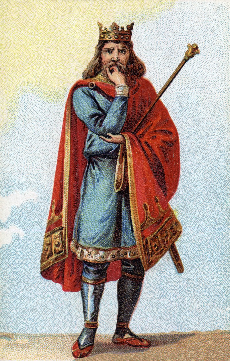 Portret van Childeric II, koning van de Franken van 670 tot 673. door French School
