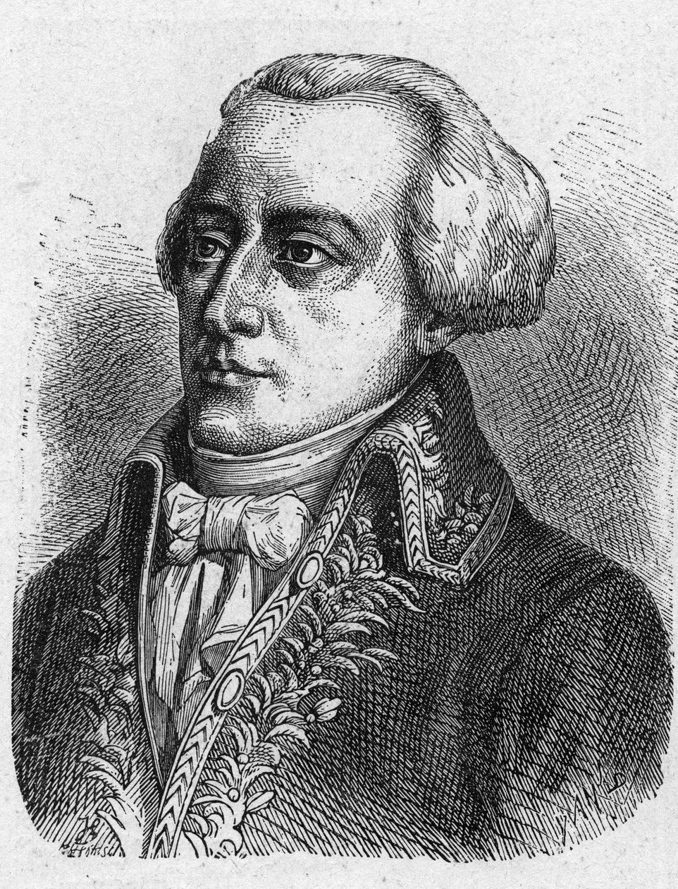 Portret van Claude Louis Petiet, oorlogskommissaris. Gravure uit 1889. Privécollectie door French School