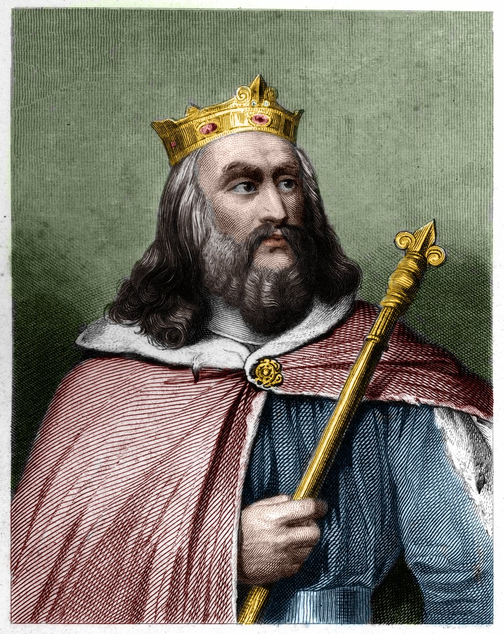 Portret van Clotaire (Clothaire) II (584 - 628), koning van Neustrië en koning van de Franken - in 