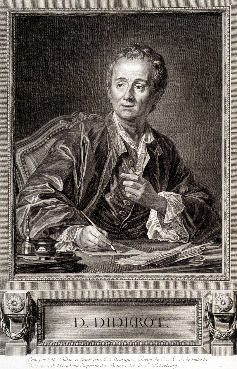 Portret van Diderot uit de Encyclopedie van Diderot en Alembert door French School