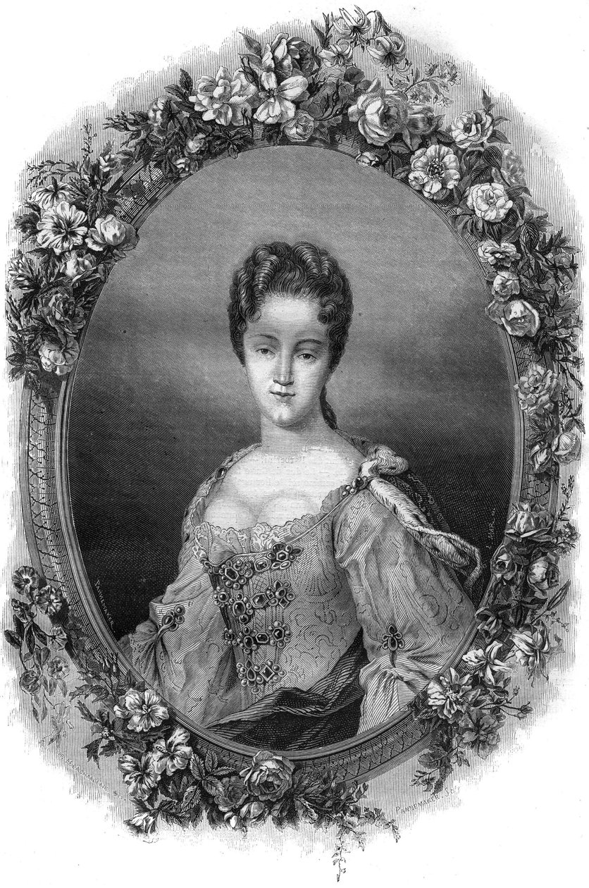 Portret van Dona Olimpia Maidalchini van Viterbo (1594-1657), zeer nauwe adviseur van paus Innocentius X. Gravure in "History of the Popes (...) Crimes of the Queen King and Emperors through the centuries" door Maurice Lachatre door French School