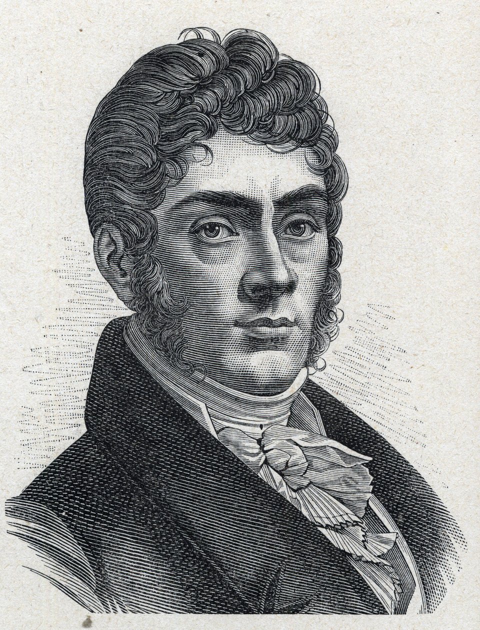 Portret van Etienne Nicolas Mehul (1763-1817) Franse componist. Gravure uit 1889. Privécollectie door French School