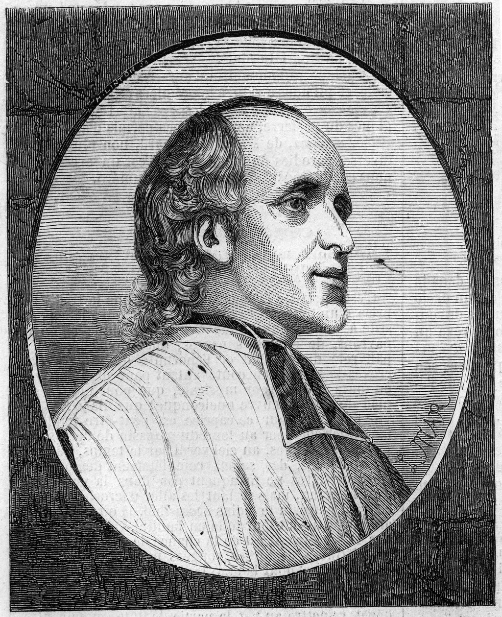 Portret van Vader Delacroix de Ravignan (1795-1858), Franse Jezuïet. Gravure in 