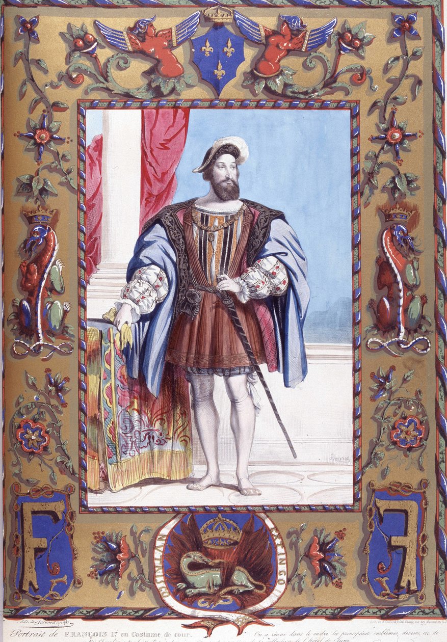 Portret van François 1er in hofkostuum door French School