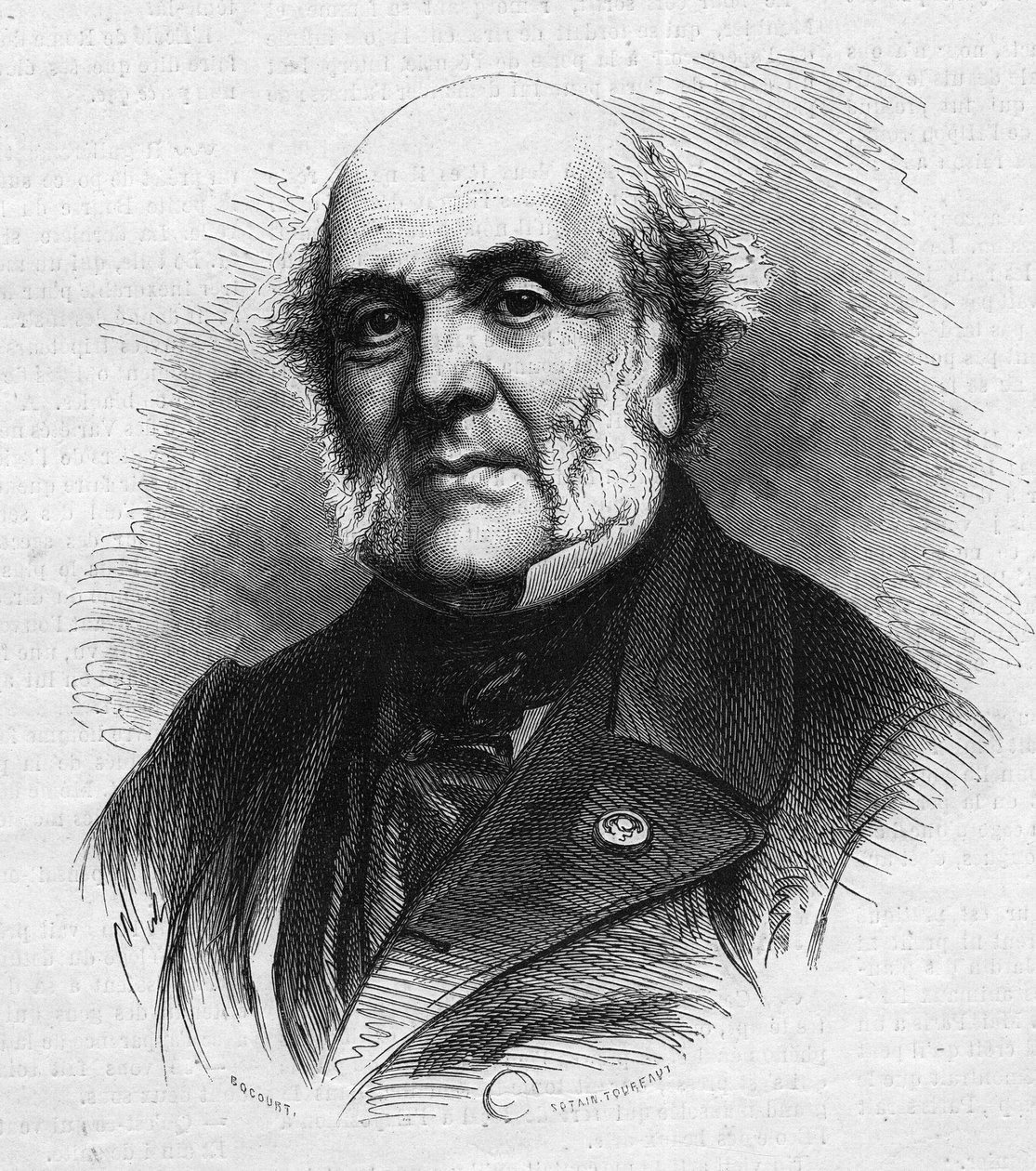 Portret van Frederic Auguste Demetz (1796-1873), Franse advocaat, oprichter van de landbouwkolonie en penitentiaire inrichting van Mettray bedoeld om jonge delinquenten te rehabiliteren. Gravure in 