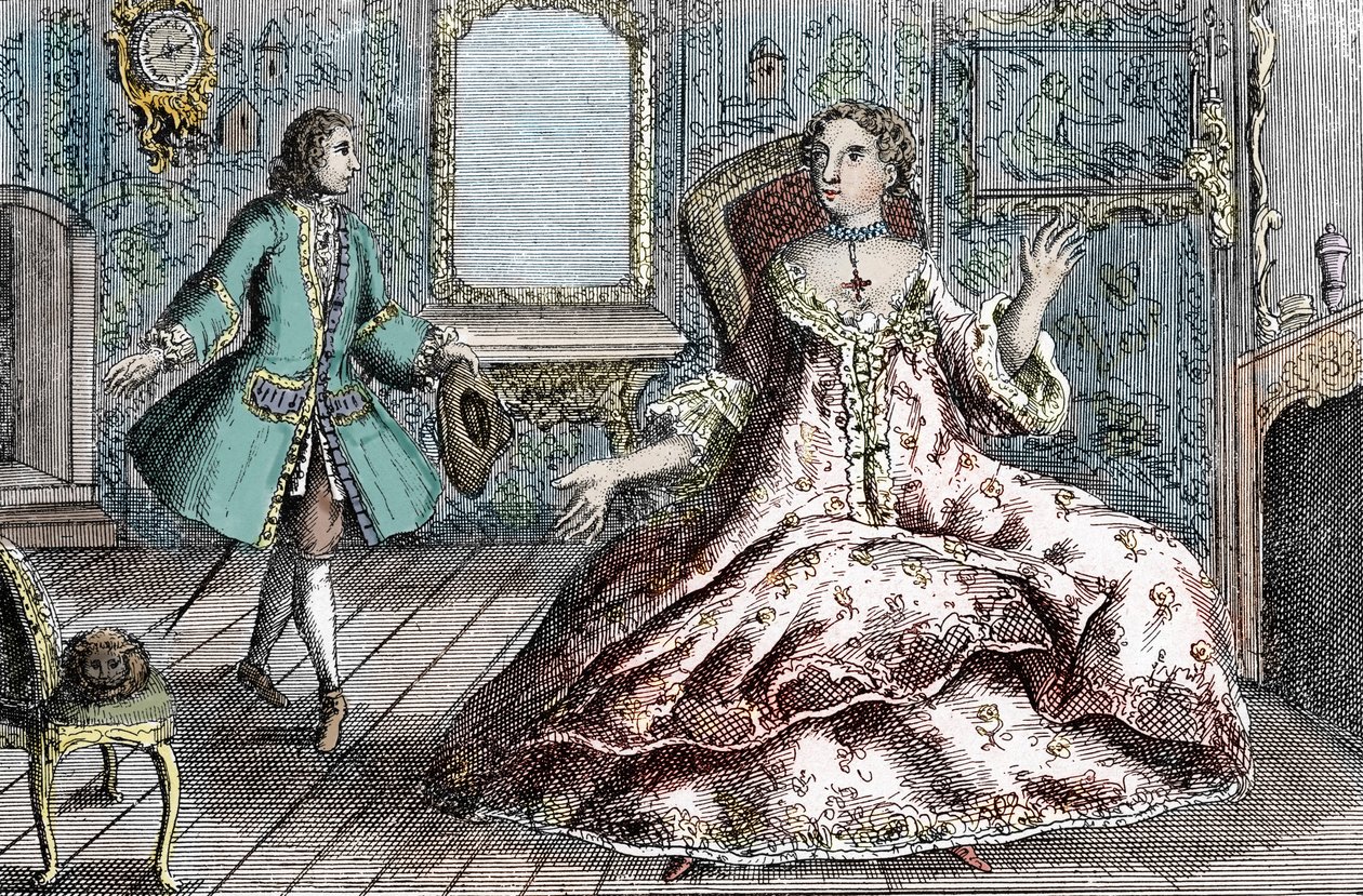 Portret van de Franse crimineel Marie Catherine Taperet Lescombat en haar minnaar Henri Mongeot (gravure) door French School