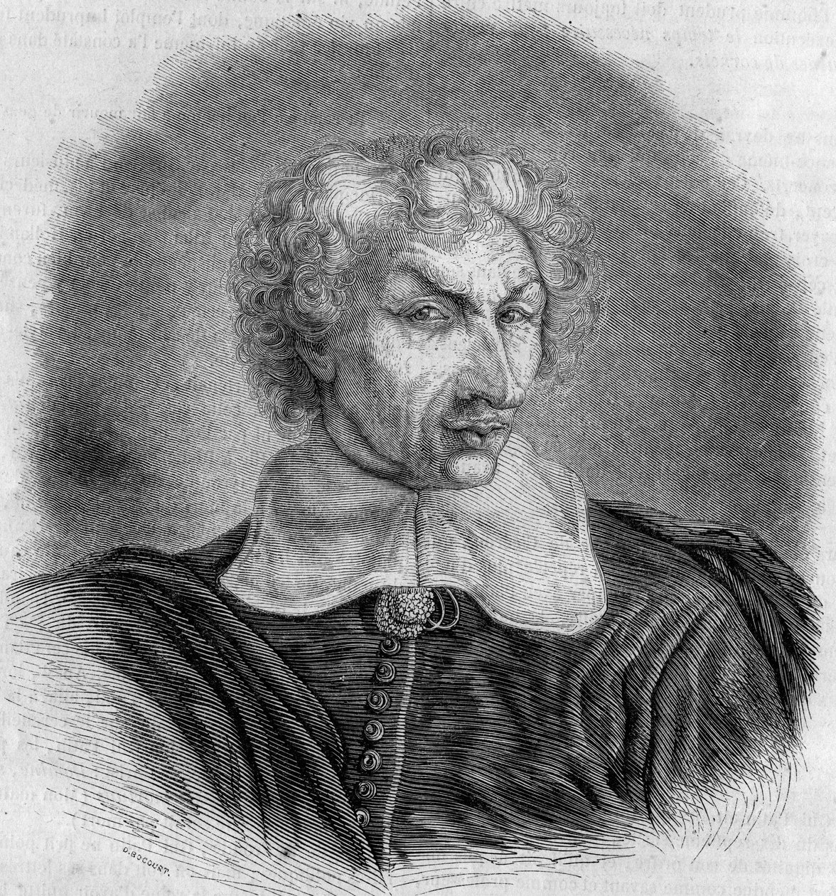Portret van Gui (Guy) Patin (1601-1672), Franse arts en schrijver. Gravure door Bocour in 