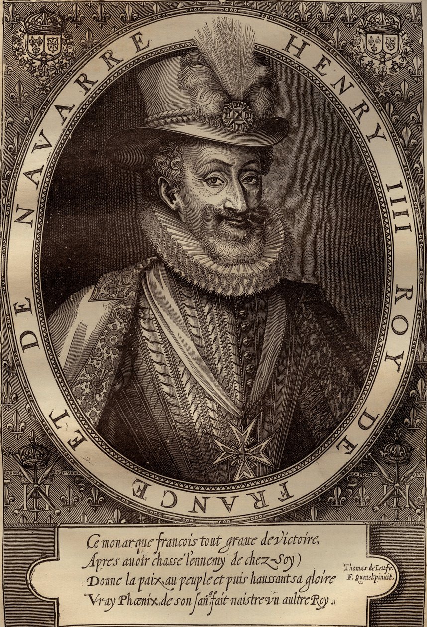 Portret van Hendrik IV (1553-1610) koning van Frankrijk - Portret van Hendrik IV (1553-1610) koning van Frankrijk - gravure 17e eeuw door French School