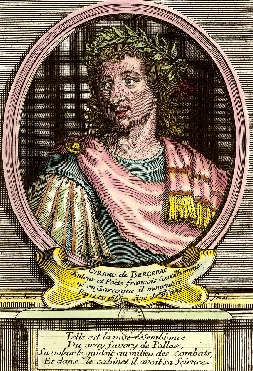 Portret van Hercules Savinien door Cyrano de Bergerac (1619 - 1655) Franse schrijver. door French School