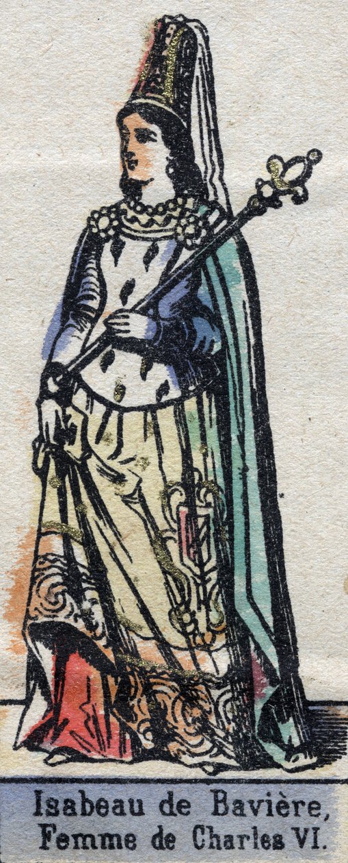 Portret van Isabeau (Isabelle, Elisabeth) van Beieren (1371-1435), vrouw van Karel VI van Frankrijk. (Capetische dynastie). Illustratie eind 19e eeuw. door French School