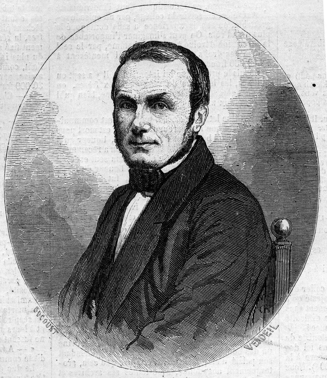Portret van Isidore Geoffroy Saint Hilaire (1805-1861), Franse zoöloog, zoon van Etienne Geoffroy Saint-Hilaire. Gravure in 