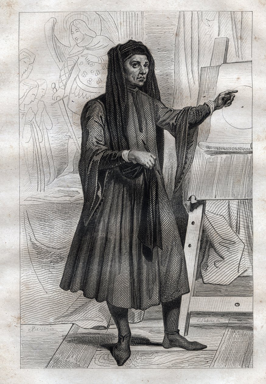 Portret van de Italiaanse schilder Giotto di Bondone (Ambrogiotto di Bondone) door French School