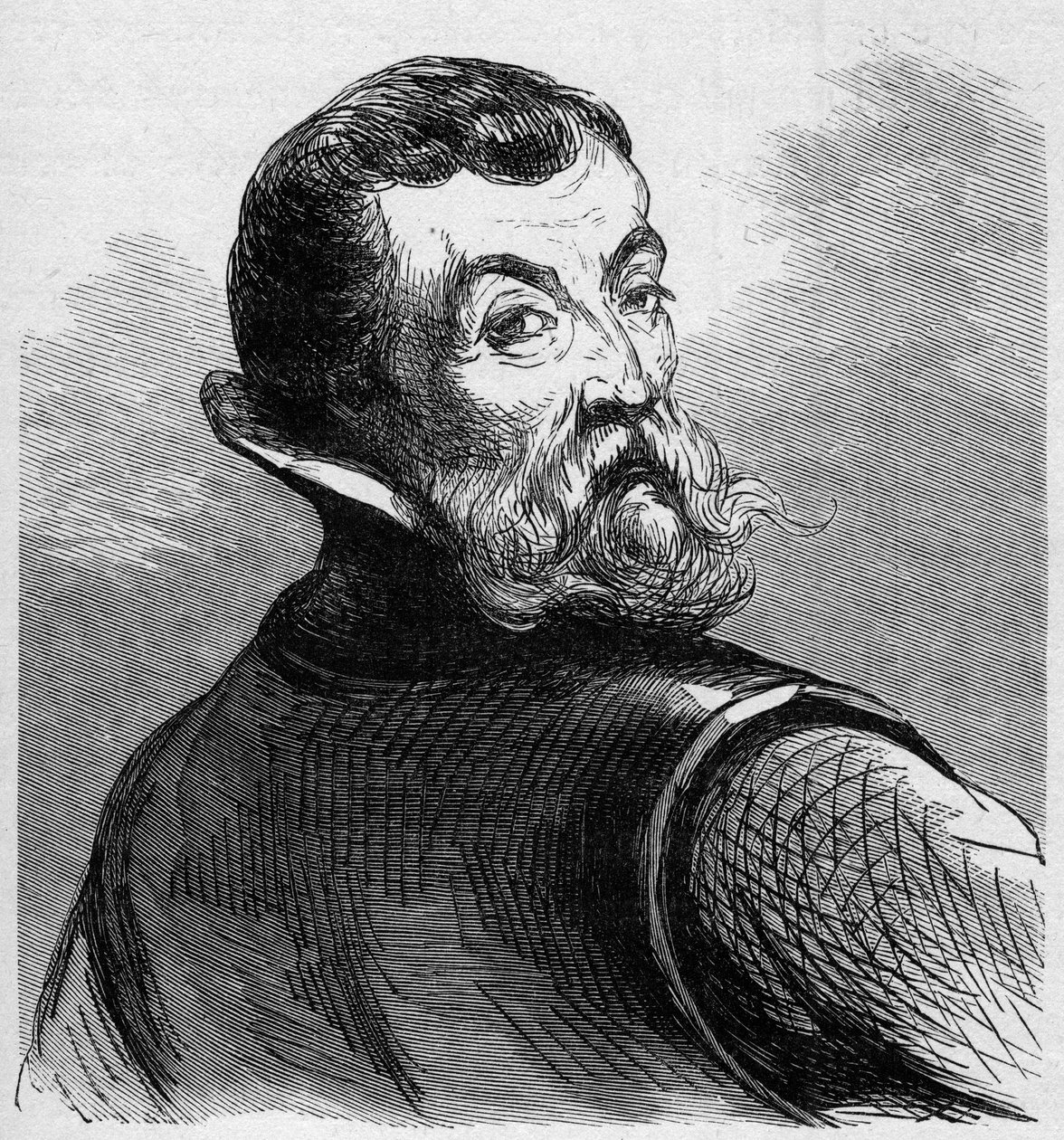 Portret van Jacques Cartier (1491-1557). Franse navigator en ontdekkingsreiziger. Gravure in 