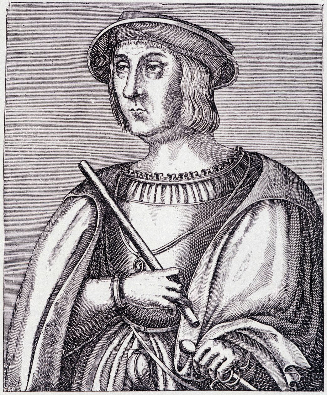 Portret van Jacques II de Chabannes (La Palice) (1470-1525) gravure uit 