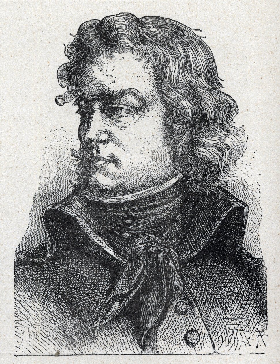 Portret van Jean Baptiste Camille de Canclaux, Franse generaal van de Revolutie. Gravure uit 1889 door French School