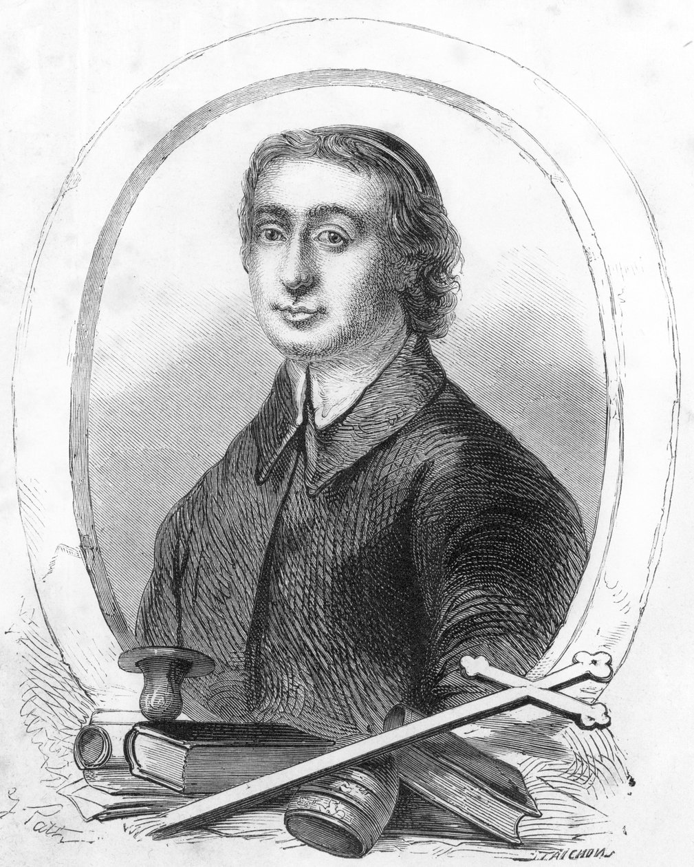 Portret van Jean Baptiste Massillon (1663-1742) (gravure) door French School