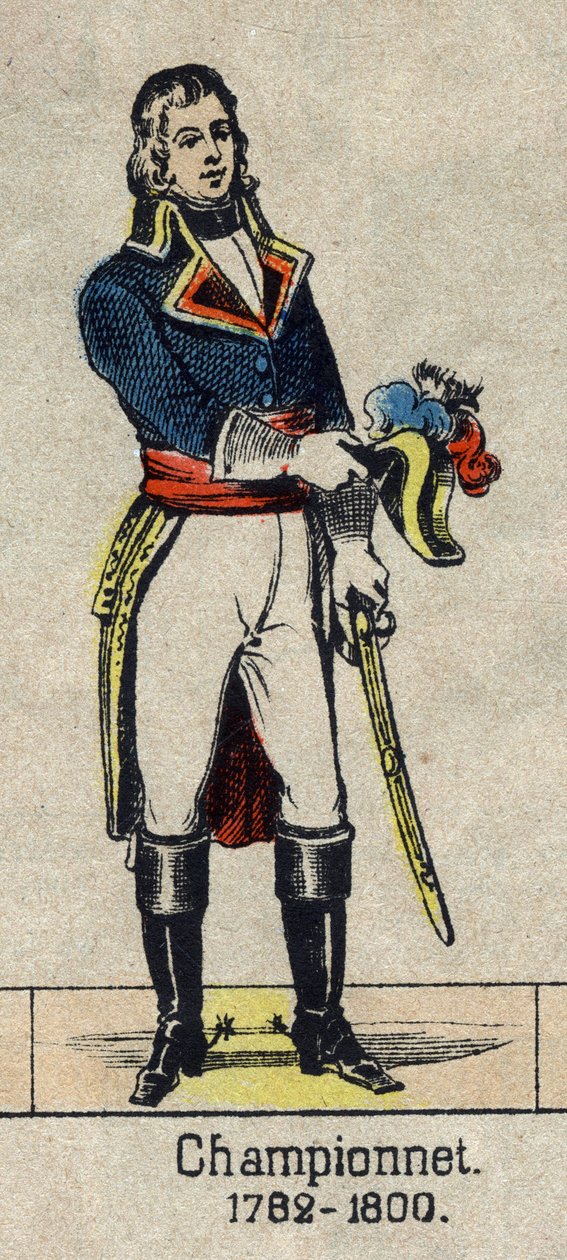 Portret van Jean Etienne Championet, Franse generaal (1762-1800). Afbeelding van Epinal uit het einde van de 19e eeuw door French School