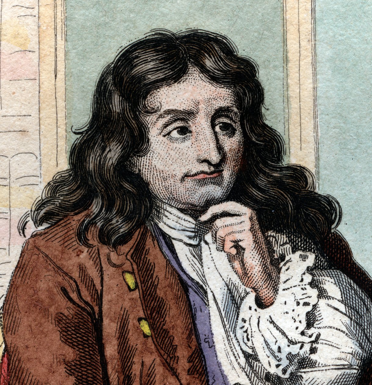 Portret van Jean de La Fontaine, Franse fabeldichter en dichter door French School