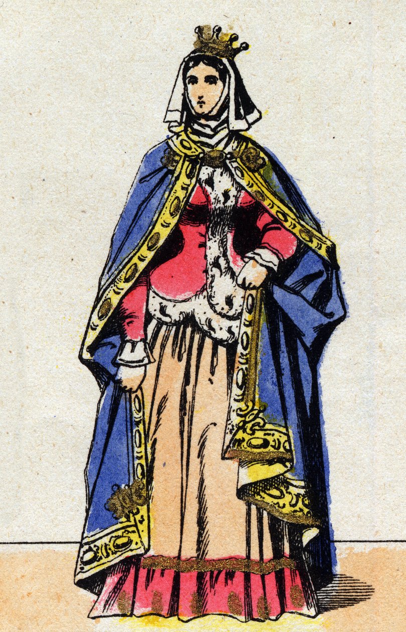 Portret van Jeanne de Boulogne, vrouw van Filips V de Lange (1294 - 1322). door French School