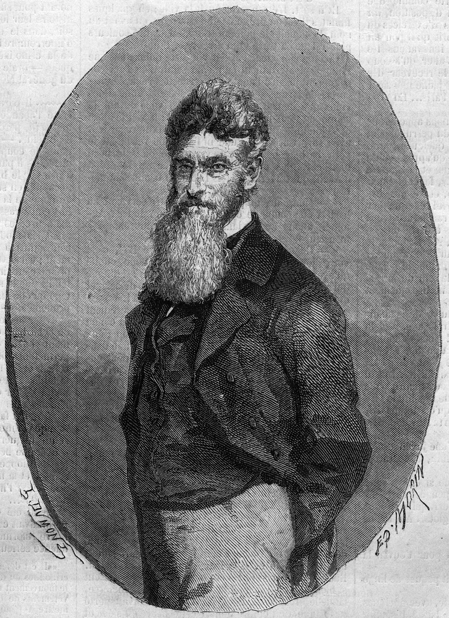 Portret van John Brown (1800-1859), Amerikaanse activist tegen slavernij. Gravure in 