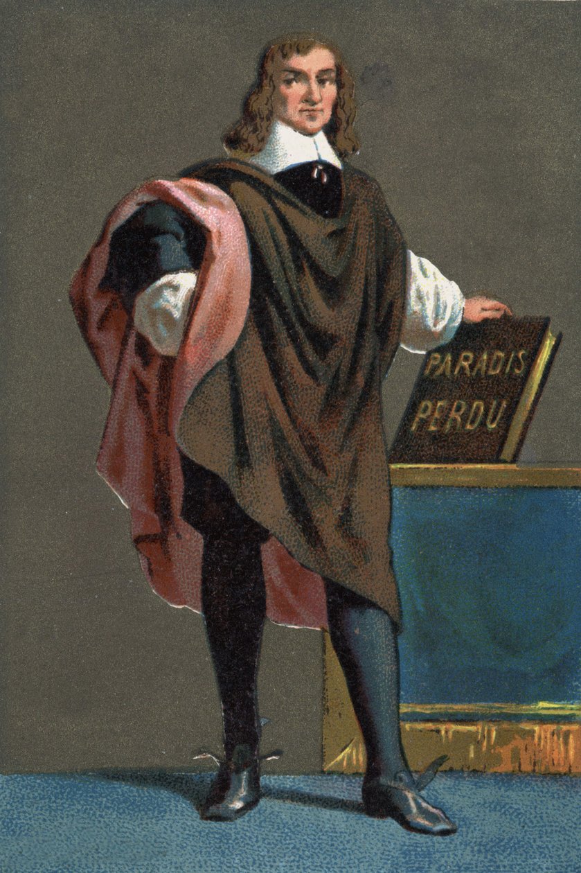 Portret van John Milton, Engelse dichter en essayist (1608 - 1674) door French School