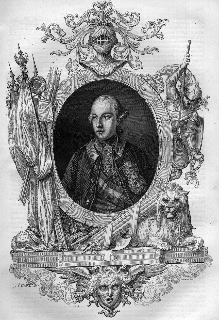 Portret van Joseph II (1741-1790), Keizer van Oostenrijk. Gravure in 