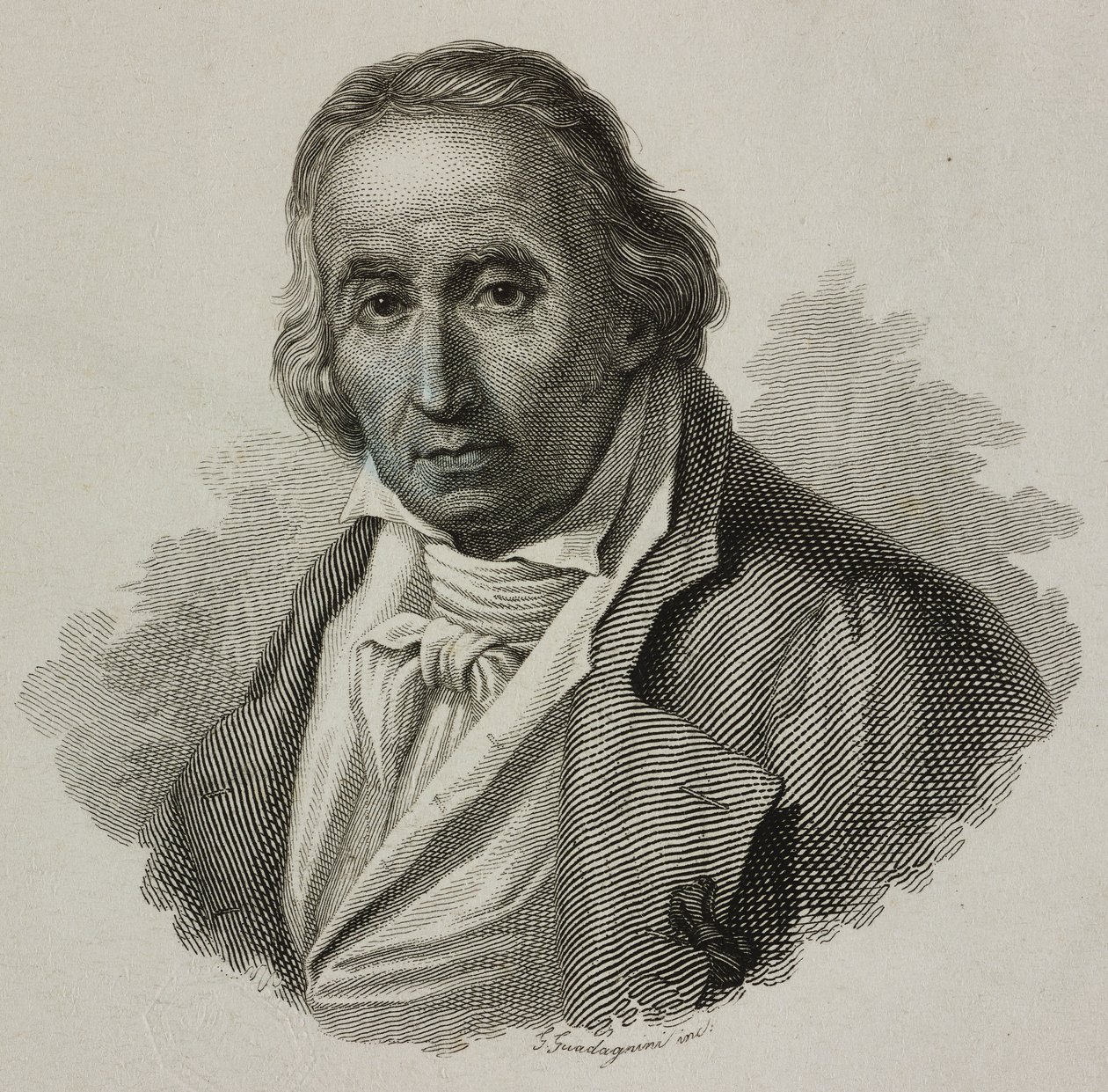 Portret van Joseph Marie Charles, genaamd Jacquard (1752-1834), Franse wever en uitvinder van het Jacquard-weefgetouw, gravure door Guadagnini door French School