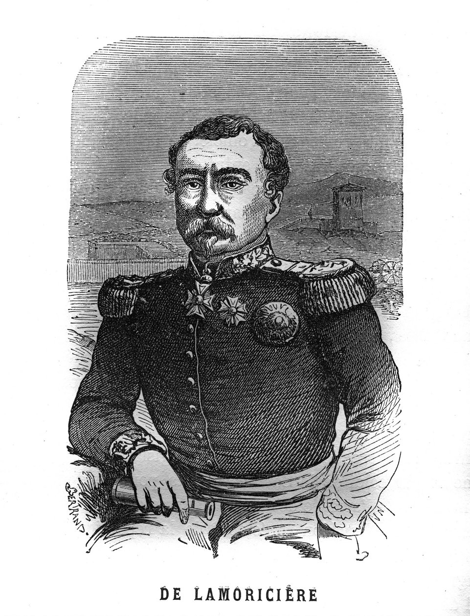 Portret van Joseph Vantini, genaamd Youssouf (1808-1866), Franse generaal. Gravure in 